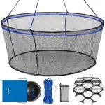 QualyQualy Foldable Fishing Net, Landing Fishing Pier Nets, Drop Net for Pulling Up Fish with Rope, Portable Bridge Fishing Net for Minnows, Crawfish, Shrimp, Top Dia. 39.4“