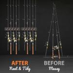 Fishing Rod Holder for Garage Wall, Vertical Fishing Pole Rack with TPE Soft Pads Each Holds Up to 5 Rods 0.1"-0.75" – Wall Mounted Fishing Rod Storage Organizer,Gifts for Men – 2 PACK (Holds 10 Rods)