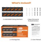 Fishing Rod Holder for Garage Wall, Vertical Fishing Pole Rack with TPE Soft Pads Each Holds Up to 5 Rods 0.1"-0.75" – Wall Mounted Fishing Rod Storage Organizer,Gifts for Men – 2 PACK (Holds 10 Rods)