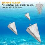 Dr.Fish 5 Pack Pyramid Sinkers Saltwater Lead Fishing Weight 1oz-32oz/2LB Triangle Surf Fishing Bank River Catfishing Pompano 1oz