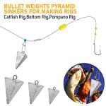 Dr.Fish 5 Pack Pyramid Sinkers Saltwater Lead Fishing Weight 1oz-32oz/2LB Triangle Surf Fishing Bank River Catfishing Pompano 1oz