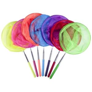 KISEER 7-Piece Colorful Telescopic Kids Fishing Net Butterfly Net Catching Insects Bugs Beach Toys for Kids Outdoor Playing