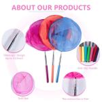 KISEER 7-Piece Colorful Telescopic Kids Fishing Net Butterfly Net Catching Insects Bugs Beach Toys for Kids Outdoor Playing