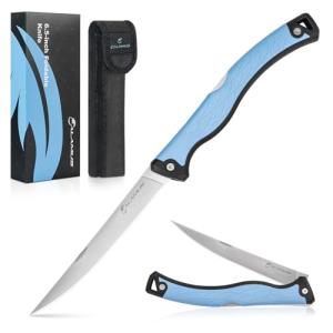 Calamus Folding Fillet Knife, Fishing Knife, G4116 German Stainless-Steel, Ultra-Sharp, Flexible & Corrosion-Resistant Blade, Non-Slip Handle, Lockback Design, Fishing Gear, Fishing Gifts for Men