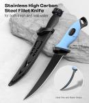 Sidomma Pro Fishing Gear and Equipment Tools Accessories Kit with Fishing Pliers Fillet Knife Scissors Fish Lip Gripper Fish Ruler Fishing Gifts for Men Saltwater Fishing Fly Fishing Ice Fishing