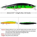OriGlam 10pcs Fishing Lures - Life-Like Swimbait, Minnow Hard Lure Bass Trout Baits Kit, Topwater Hard Baits Crankbait Swimbait for Saltwater Freshwater