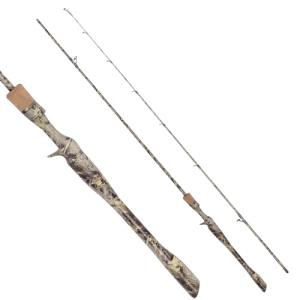 Camo Casting Fishing Rod Medium 2 Piece Fishing Rods with Case/Bag Carbon Fiber Fishing Pole with SIC Ring Stainless Guides for Freshwater, Trout, Bass, Walleye, Crappie Etc.