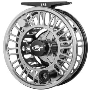 SF SF-003 Pro Fly Fishing Reel for Freshwater,CNC Precision Machining Process,Smooth Drag System,Lightweight Aluminum Body,7/8 wt, Gunmetal Gray & Black Two-Tone Finish for Freshwater Fishing