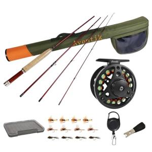 Aventik Extreme Fly Fishing Combo Kit 0/1/2/3/4/5/6 Weight Starter Fly Fishing Rod and Reel Kit Outfit with One Travel Case(6'1'' LW0/1 Fly Rod Kit)