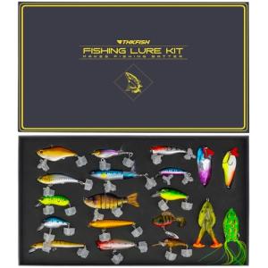 THKFISH Fishing Bass Lures Gift Kit Tackle Box Freshwater Catch All Fishing Kit for Bass, Trout, Crappie, Bluegill, Perch, Sunfish, Catfish, Perfect Fishing Lures Set for Men, Teens, Adults