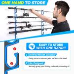 PLUSINNO H5 Horizontal Fishing Rod/Pole Holders for Garage, Wall or Ceiling Mounted Fishing Rod Rack, Aviation Aluminum Fishing Pole Holder Holds up to 5 Rod or Combos or Nets Storage Racks