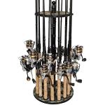 Rush Creek Creations 16-Rod Round Fishing Rod Holder for Garage, 360° Access Fishing Pole Holder for Fishing Rods, Reels, and Gear, Securely Holds 16 Rods, Camouflage