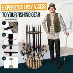 Rush Creek Creations 16-Rod Round Fishing Rod Holder for Garage, 360° Access Fishing Pole Holder for Fishing Rods, Reels, and Gear, Securely Holds 16 Rods, Camouflage