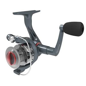 Quantum Optix Spinning Fishing Reel, Size 20 Reel, Right- or Left-Hand Retrieve, Aluminum Spool, Stainless Steel Bail Wire, Continuous Anti-Reverse Clutch, 5.2:1 Gear Ratio, Silver, Clam Packaging