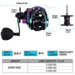 Sougayilang Baitcasting Reels - Colorful Fishing Reel, High Speed Baitcaster with 9+1 Ball Bearings, Gear Ratio 8.0:1, Magnetic Brake System Power Handle Casting Reels -Right Handed-Colorful