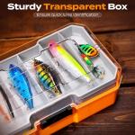 PLUSINNO Fishing Tackle Box with Tackle Included, 373PCS Fishing Lures Kit with Removable Tray, Fishing Gear with Pliers, Weights, Hooks, Accessories, Fishing Tackle Lure Kit Gifts for Men Bass Trout