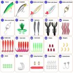 EXAURAFELIS Fishing Gear FishingLures Tackle Box 84PCS Bass Kit Animated Lure,Crankbaits Spinnerbaits,Soft Plastic Worms Topwater Lures Hooks Saltwater Freshwater Bass Trout Salmon