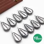FishingPepo 10pcs Fishing No-Roll Sinker Fishing Lead Weights Fishing Sinker Weights Assorted 10g 30g 50g Olive Heart Bass Casting for Catfish Rig, Surf Fishing 10G