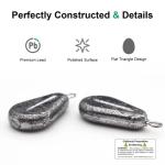 FishingPepo 10pcs Fishing No-Roll Sinker Fishing Lead Weights Fishing Sinker Weights Assorted 10g 30g 50g Olive Heart Bass Casting for Catfish Rig, Surf Fishing 10G