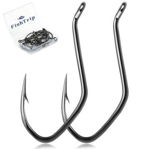 FishTrip Catfish Hooks Big River Hooks, 25pcs Live Cut Bait Fishing Hook for Catfishing Flathead Saltwater Freshwater (10/0)