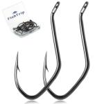FishTrip Catfish Hooks Big River Hooks, 25pcs Live Cut Bait Fishing Hook for Catfishing Flathead Saltwater Freshwater (10/0)