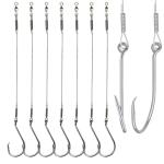 Vipfish Fishing Hook Rigs 25/50 Pack - Circle Hook 1/0-10/0 with Stainless Steel Leader, Crane Swivel - Heavy Duty Saltwater Rigs for Catfish, Shark, Surf & Bottom Fishing