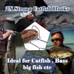 FishTrip Catfish Hooks Big River Hooks, 25pcs Live Cut Bait Fishing Hook for Catfishing Flathead Saltwater Freshwater (10/0)