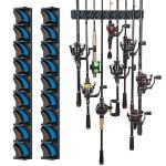 PLUSINNO 2 pack Vertical Fishing Rod rack, Wall Mounted Fishing Rod holder, 2 Packs Fishing Pole Holders Hold Up to 18 Rods or Combos, Fishing rod holders for garage, Fits Most Rods of Diameter 3-18mm