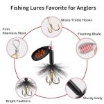 10PCS Rooster Tail Fishing Lures with Tackle Box, Spinner Bait with Flash Copper Body & Spoon, Trout Lures, Freshwater and Saltwater Bait for Bass Trout Crappie Walleye, Swimming or Jigging