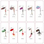 10PCS Rooster Tail Fishing Lures with Tackle Box, Spinner Bait with Flash Copper Body & Spoon, Trout Lures, Freshwater and Saltwater Bait for Bass Trout Crappie Walleye, Swimming or Jigging