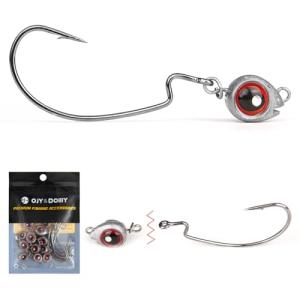 15-Sets Detachable Fish Head Swimbait Jig Heads - Weedless EWG Hooks Kit for Fishing (15 Fish Eye Weights + 15 Hooks)