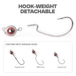 15-Sets Detachable Fish Head Swimbait Jig Heads - Weedless EWG Hooks Kit for Fishing (15 Fish Eye Weights + 15 Hooks)