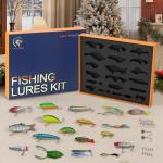 41Pcs Fishing Lures and Baits Kit for Bass Trout Walleye Salmon- Hard Soft Plastic Minnow Popper Crank Baits with Fishing Hooks, Saltwater Freshwater Tackle Gift Box(Business Style)