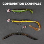 15-Sets Detachable Fish Head Swimbait Jig Heads - Weedless EWG Hooks Kit for Fishing (15 Fish Eye Weights + 15 Hooks)