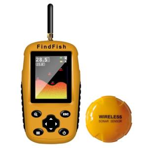 ESANHAO Fish Finder Portable Wireless Sonar & Radio Sensor Depth Finder with Fish Size, Water Temperature, Bottom Contour, Color LED Display Black/White Model fit for Boats Kayaks Fishing