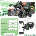 Sougayilang Baitcasting Reel 18LB Carbon Fiber Drag 7.1:1 Baitcasters High-tech Innovation Baitcast Fishing Reels-Green- Right