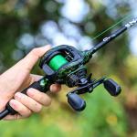 Sougayilang Baitcasting Reel 18LB Carbon Fiber Drag 7.1:1 Baitcasters High-tech Innovation Baitcast Fishing Reels-Green- Right