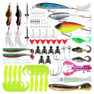 73 Pcs Professional Fishing Tackle Box, All-in-One Lures Kit with Crankbaits, Spinner Baits, Swim Baits & VIB, Ready for Pike Trout Walleye in Freshwater, Ultimate Fishing Gifts for Men, THOUISLAND