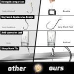 FishTrip Octopus Hooks Fishing Saltwater - 100pcs Offset Beak Fish Hooks/Closed Eye/Barded/Black for Fishing Rigs Bass Catfish 6#