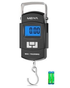 MEIYA Fish Scale 110lb/50kg Digital Fishing Scale with Backlit LCD, Portable Handle, Stainless Steel Hook & 2 AAA Batteries – Reliable Fishing Gear & Great Fishing Gifts for Men