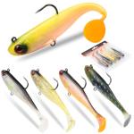 Gibtikoy 5 Pcs Pre-Rigged Fishing Jig Lures, 3.5In Jig Heads Swimbaits, Realistic Movement Easy Catch Fishing jigs Lure, Fishing Baits for Freshwater Saltwater Bass Trout Baits