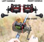 Sougayilang Trolling Reel Level Wind Conventional Reel Graphite Body Fishing Reel, Durable Stainless-Steel, Large Line Capacity-DTR30 Left Handle