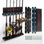 2 Pack Vertical Fishing Rod Holder for Garage, BETTER LEADER Fishing Pole Holders- Holds Up to 12 Rods or Combos, Wall Mount Fishing Pole Rack, Fits Most Rods of Diameter 3-19mm, Fishing Gifts for Men