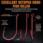Dovesun Octopus Hooks Fishing Hooks Octopus Hooks for Saltwater Freshwater Red #6 100PCS