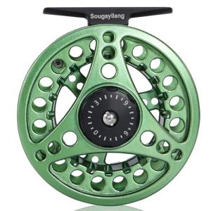 Sougayilang Fly Fishing Reel, Die Cast Aluminum Fly Reel, 5/6, 7/8, Weight Saltwater Fly Reels-Green #5