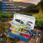 THKFISH 400PCS Fishing Lures Kit, Large 3-Layer Tackle Box with Tackle Included Bass Fishing Accessories Gear Tools Set with Pliers, Fish Scale, Crankbait, Hooks, Weights Sinkers, Gift for Men