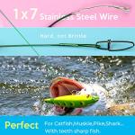 Fishing Leaders, Fishing Tackle, Fish Line, Stainless Steel Wire, Fish Gear Kit, with Swivels Snap Connect, for Lures Bait Rig Or Hooks Green (3 Size Test 40 Lb)