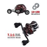 Baitcasting Reels, 7.1:1 Gear Ratio Ultra Smooth Aluminum Spinning Fishing Reel with 10 Magnetic Braking System, 22LB Carbon Fiber Drag, 18+1 Ball Bearings Anti-Corrosion Baitcaster Reel
