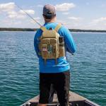 Piscifun Fishing Tackle Backpack with Rod & Gear Holder, Lightweight Outdoor Water-Resistant Fishing Shoulder Storage Bag with Protective Rain Cover, Khaki