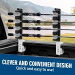 Updated Aluminum Truck Bed Fishing Rod Holder - Holds 4 Rods with Vibration Damping for Secure Driving to Lake or Shore